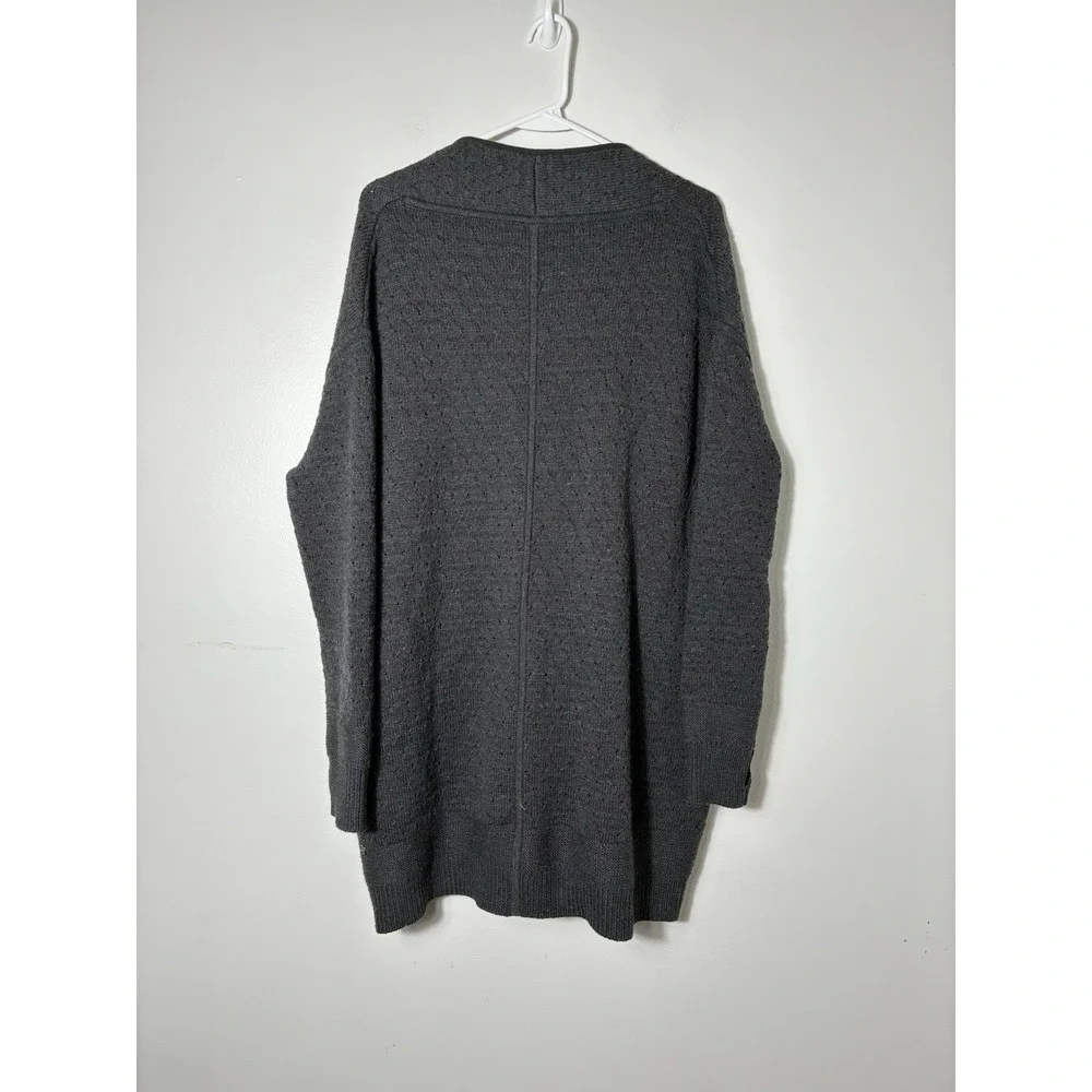 Lululemon Cardi All‎ Day Knit Cardigan Small Gray Long Line 100% Merino Wool